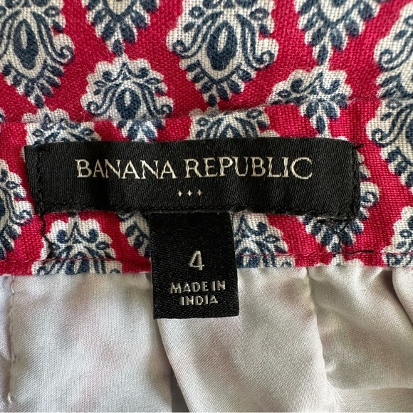 Banana Republic Border Print boho linen blend skirt Size 4 red blue white print - Picture 6 of 9